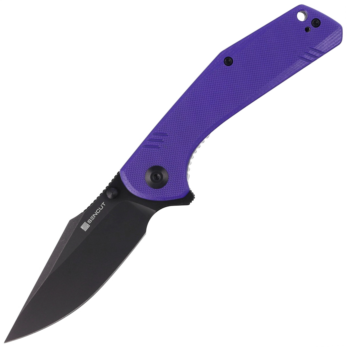Sencut Knife Actium Purple G10, Black Stonewashed D2 (SA02D